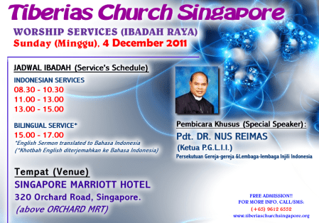 Sunday Service 4 December 2011 Speaker Rev Nus Reimas